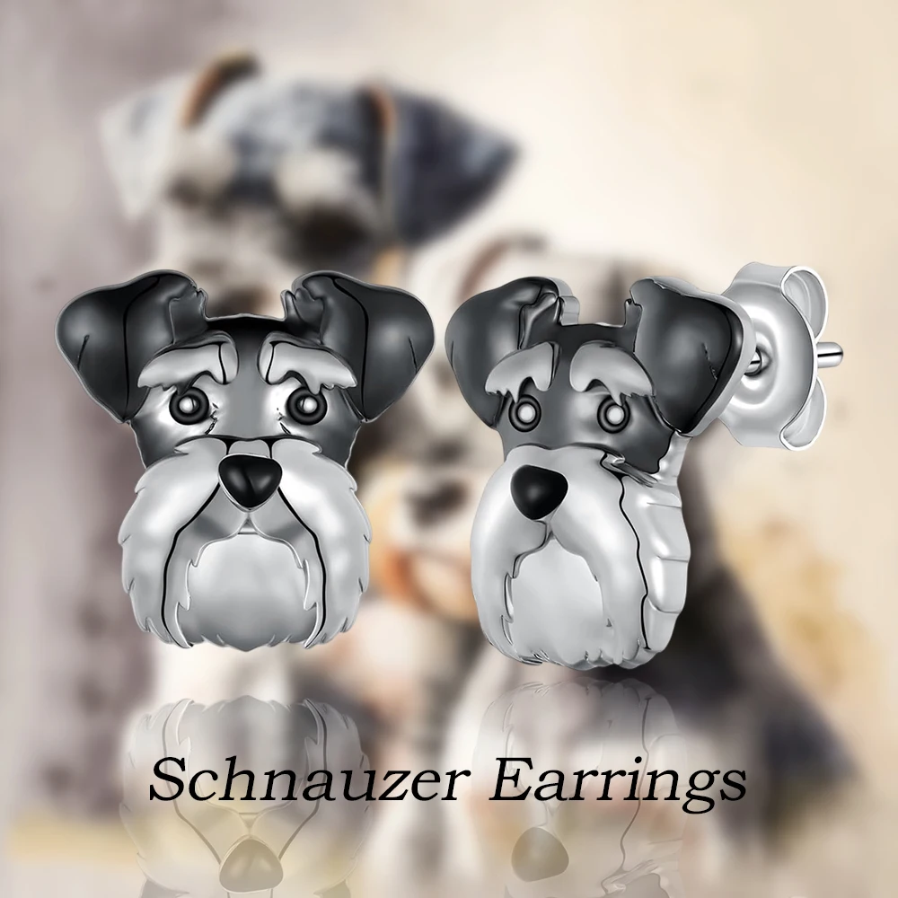 1Pair Cute Schnauzer Earrings Exquisite Women's Cartoon Pet Dog Memorial Jewelry Accessories Perfect HolidayGift for Dog Lovers