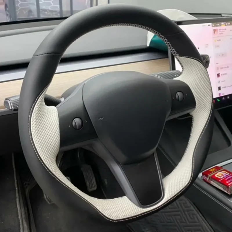 Custom Car Steering Wheel Cover For Tesla Model 3 Model Y 2017 2018 2019 2020 2021 2022 2023 Car Accessories Car Styling