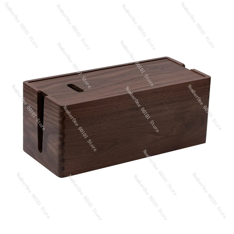 Solid Wood Cable Organizer Box Router Storage Box Desktop Wire Management Box Power Strip Storage Organizer