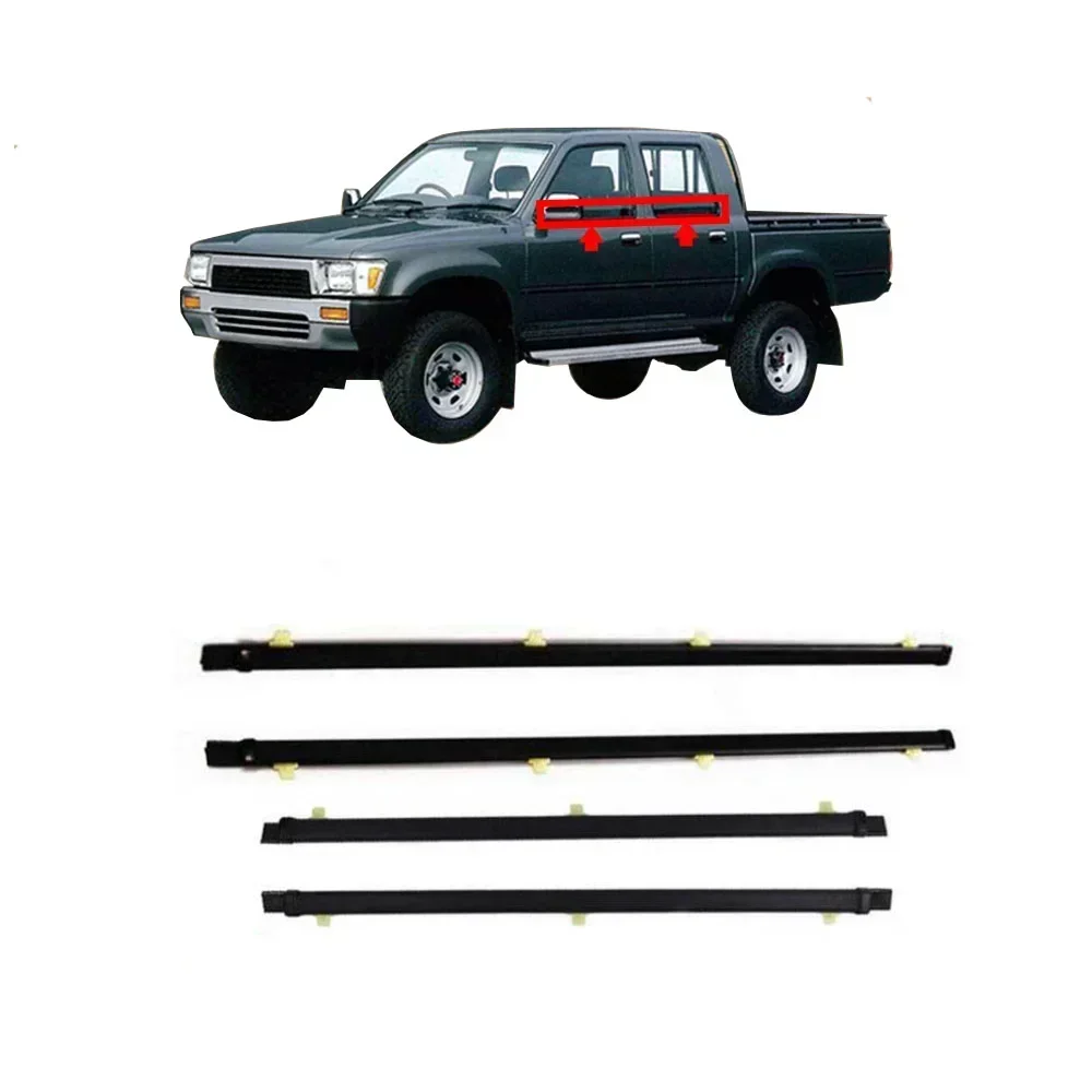 4 Pcs Black Outside Window Rubber for Toyota Hilux 1984-1995 Weatherstrip for LN85 LN90 Pickup Glass Outer Laminate 68160-89114