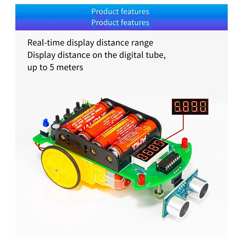 ABKR-DIY Ultraschall-Entfernung und Hindernisvermeidung Auto-Schweißset Mikrocontroller Smart Car Programming Practice Langlebig Easy T
