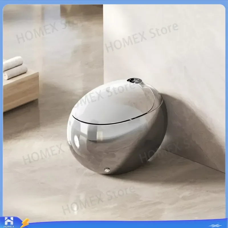 Luxury White Egg Shaped Smart Toilet Automatic Flush Remote Control Bidet Seat Heated Modern Bathroom Intelligent WC