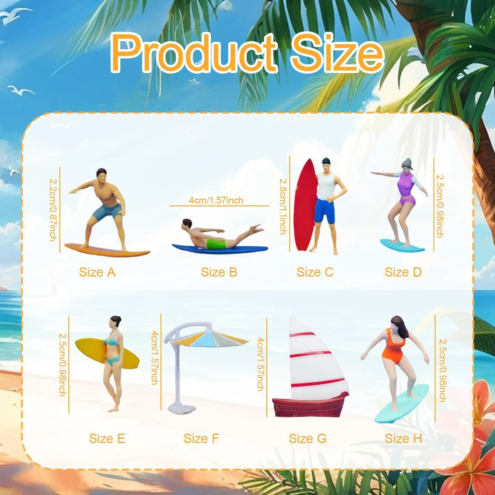 1:64 schaal miniatuur surffiguur kust sportthema miniatuur beeldje