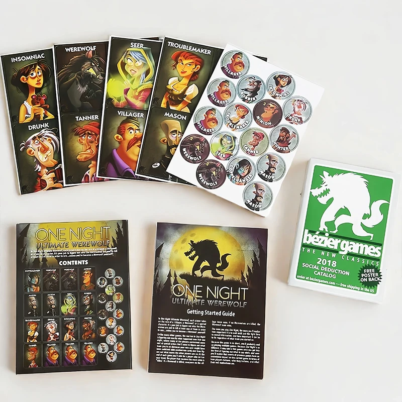 One Night Ultimate Werewolf Strategy Board Game Fun Paper Experience Bonus Roles Edition Deck for Home Party Playing Cards