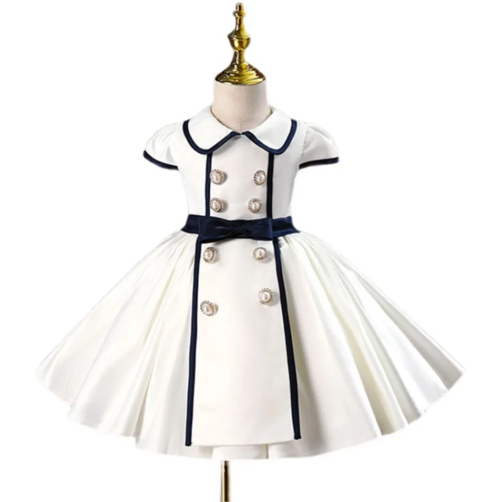 Girls Princess Dress 2024 Spring New Children\'s Baby Elegant Wedding Dresses Kids Vintage Ball Gown Children 1-st Birthday Party