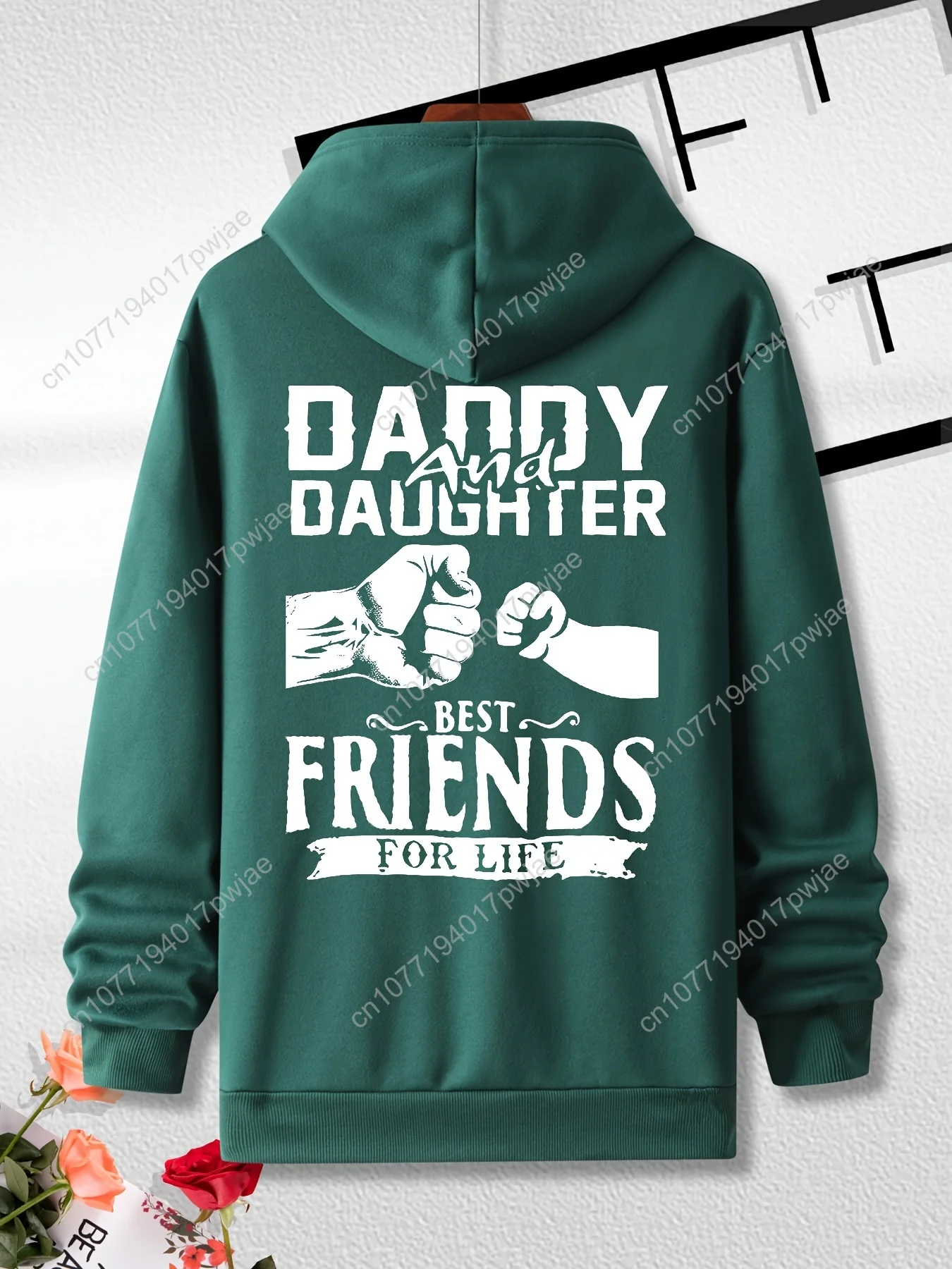 Толстовка с принтом Best Friends Fist Bump для папы и дочки, повседневный вязаный пуловер из полиэстера, стандартный крой, с передним карманом, f