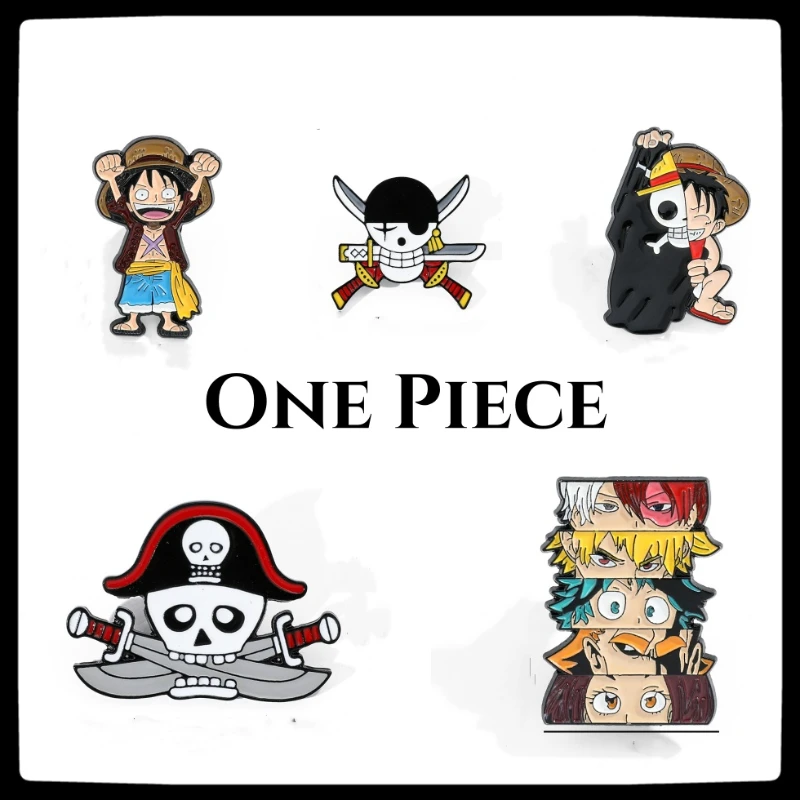 Japanese anime One Piece cartoon brooch Luffy metal badge comic style alloy clothes bag accessories pin cute cosplay children