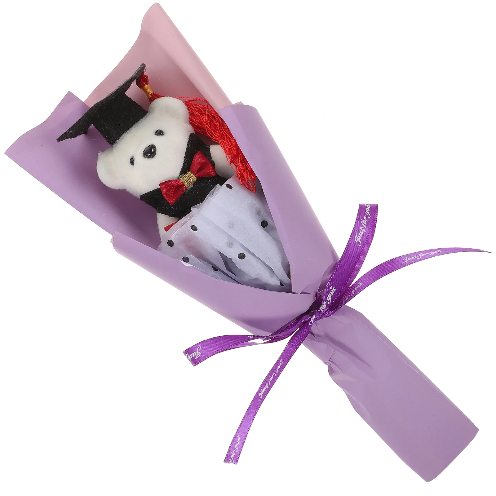 2023 Graduation Bear Bouquet Stuffed Animal Graduates Accessories Artificial Purple Cloth Ornament Wedding Decorations