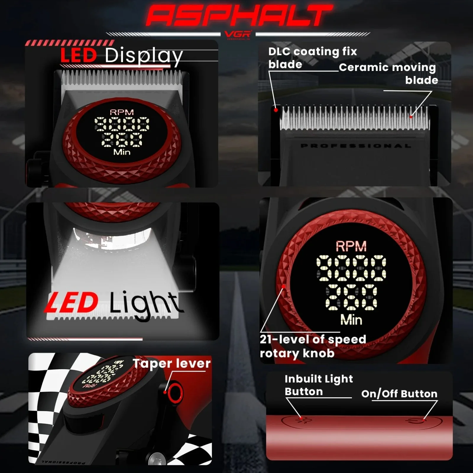 VGR Hair Trimmer Professional Cordless Hair Cutting Machine Electric Hair Clipper 9000 RPM Barber Clipper Trimmer for Men V-001