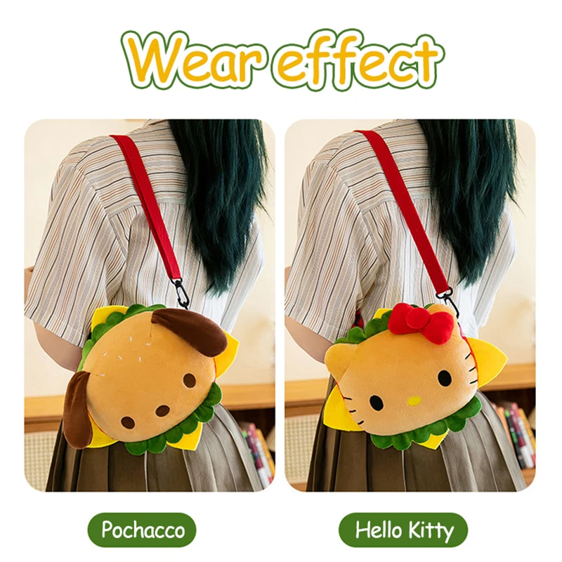 귀여운 버거 가방 만화 헬로 키티 포차코 숄더백 크로스백 소녀 애니메이션 달콤한 메이크업 가방 조절 가능한 패션 선물