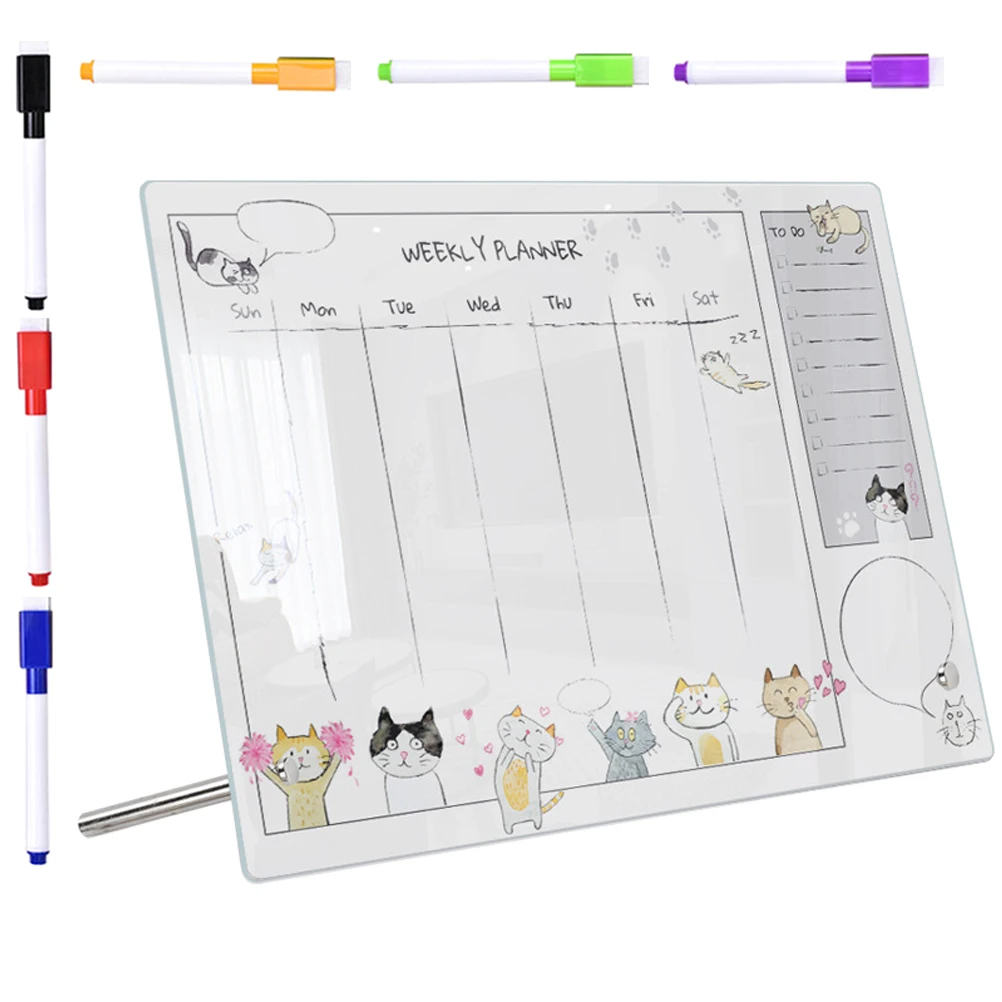 

Acrylic Memo Board Weekly Planner Erasable Table Board 7cm Nails 6 Pens Office Home School Supplies Dry Write