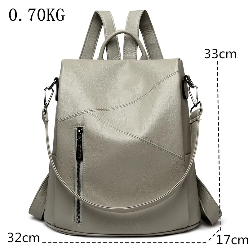 Anti-theft leather backpack women vintage shoulder bag ladies high capacity travel backpack school bags girls mochila feminina