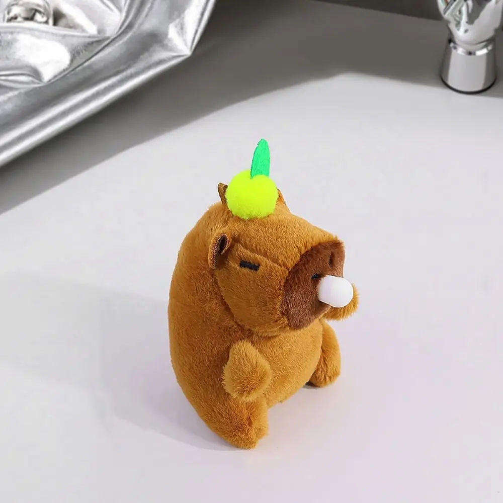 

Fluffty Capybara Plush Key Chain Soft Radish Stuffed Animals Toy Funny Kawaii Blowing Bubble Pendant Hanging Accessory