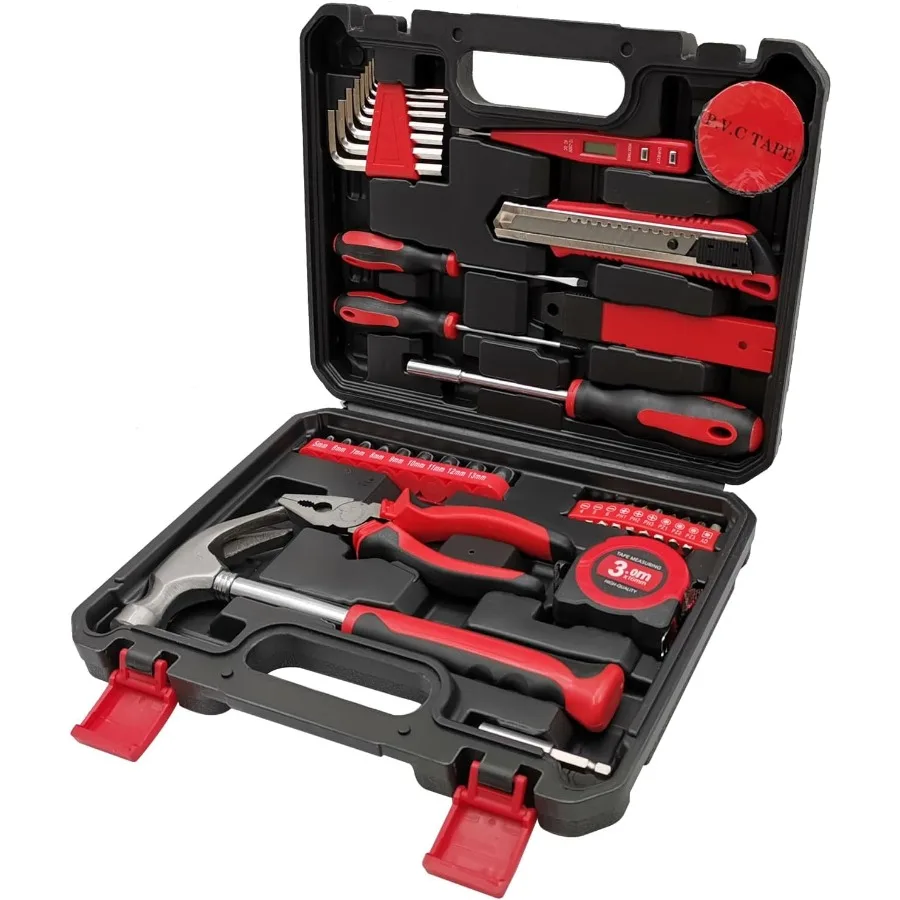

43 PCS Household Tools Kit with Plastic Toolbox Portable and Lightweight Basic Home Tool Set for Emergency Repair Comprehensive