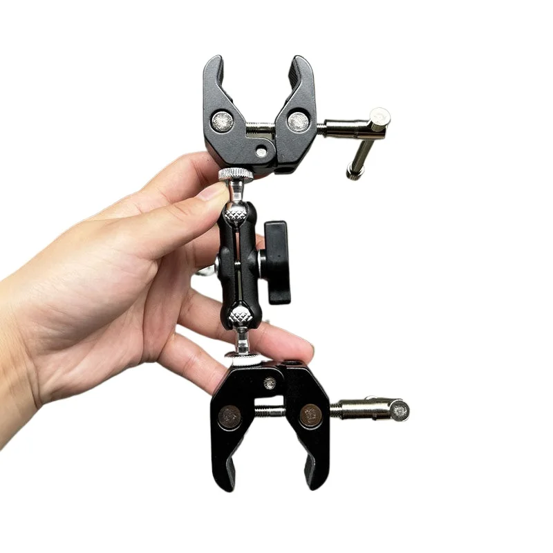 Double-ended Clip Aluminum Alloy Crab Clip Cycling Handlebar 1/4 Sports Camera Holder Bicycle Flashlight Clip Portable