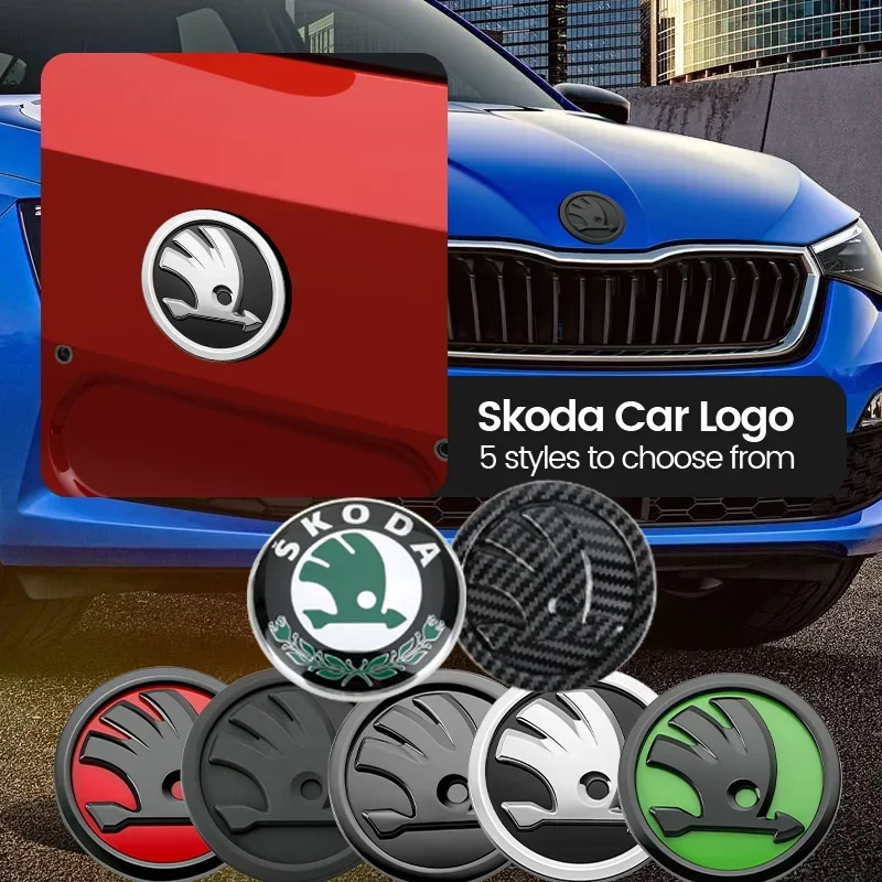 2Pcs 80mm 90mm Emblem For Skoda Fabia 1 2 Octavia a7 RS Superb Rapid Yeti Karoq Vision Car Head Front Rear Boot Tailgate Sticker