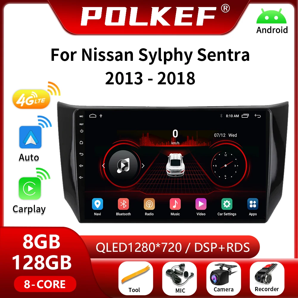 

Автомобильный радиоприемник, стерео Android 4G Carplay для Nissan Sylphy B17 Sentra 12 2013-2018, мультимедийный видеоплеер с GPS, головное устройство 2 din, стерео