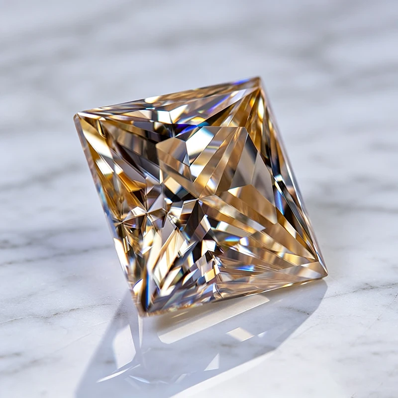 Moissanit-Stein, natürlicher Champagner-Princess-Schliff, Edelstein für DIY-Ringe, Halsketten, Ohrringe, mit Zertifikat – Detail 3