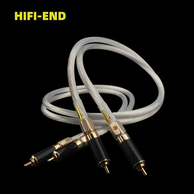 Coppia linea di segnale Audio HiFi 5N OCC cavo RCA placcato argento spina placcata oro in fibra di carbonio