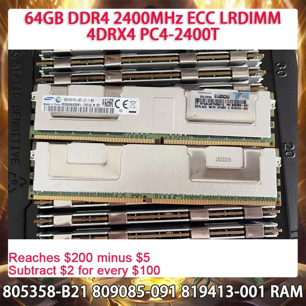 

805358-B21 809085-091 819413-001 RAM For HPE 64GB DDR4 2400MHz ECC LRDIMM 4DRX4 PC4-2400T Server Memory Works Perfectly