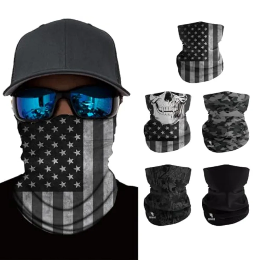 

Neck Gaiter Face Mask for Men and Women - UPF 30+ Sun Protection Breathable Headwear Bandana for Motorcycle, Hiking, Fishing