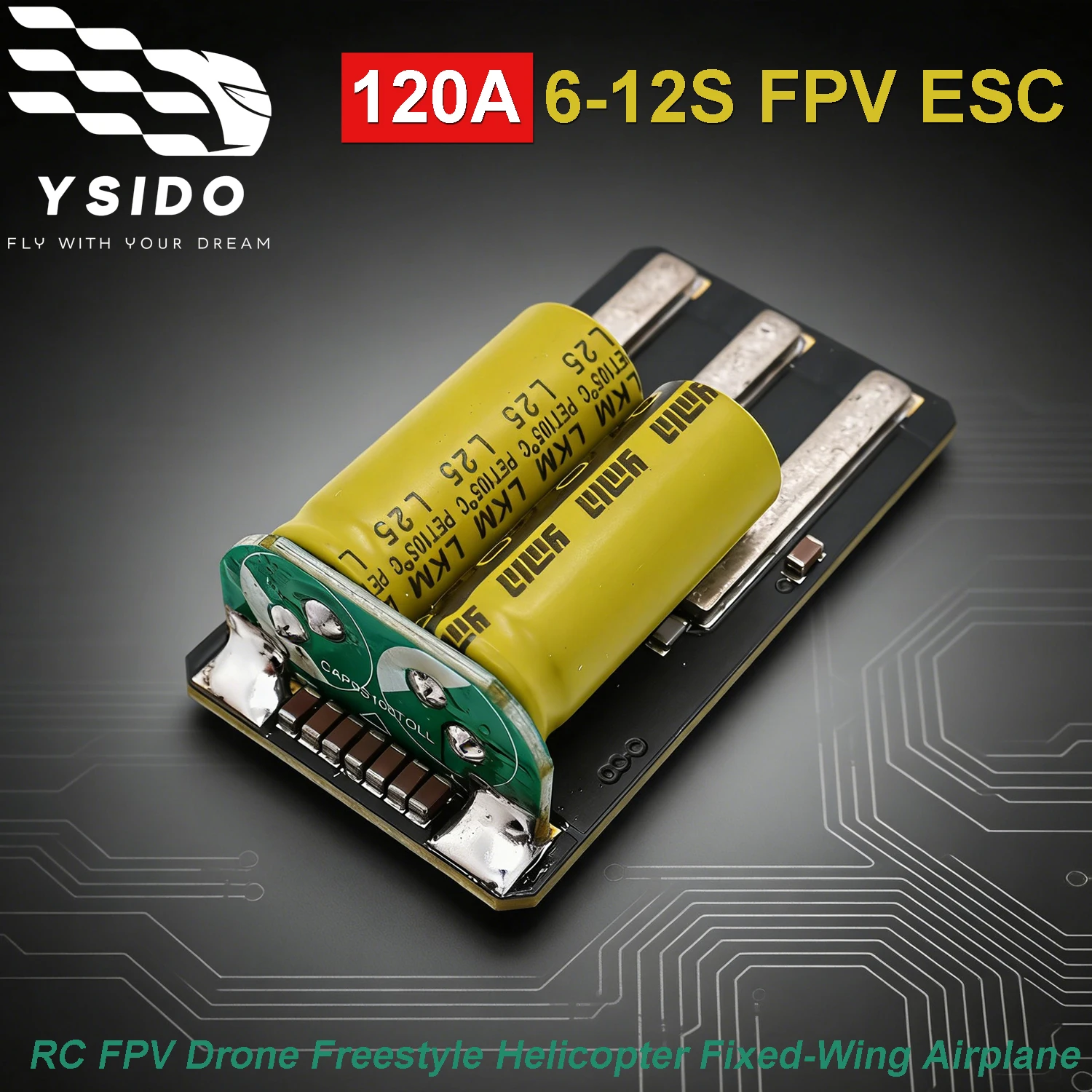 

Бесколлекторный регулятор скорости YSIDO 120A 6-12S для FPV-дронов, фристайл-вертолетов и радиоуправляемых самолетов (одиночный блок)