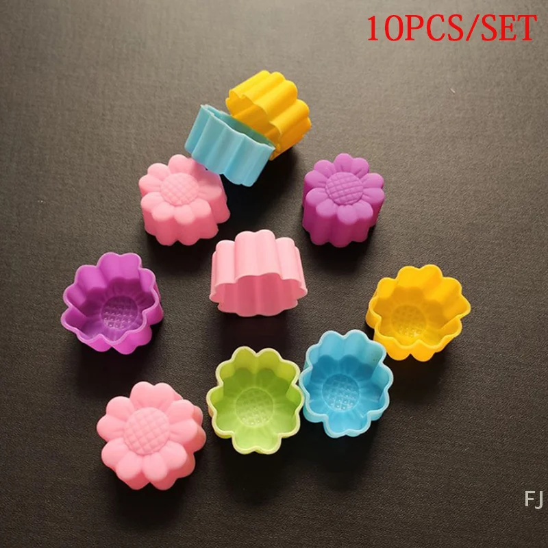 

[YU]10pcs Sunflower Shape Silicone Baking Mold DIY Handmade Soap Cake Fondant Chocolate Jelly Flower Mould