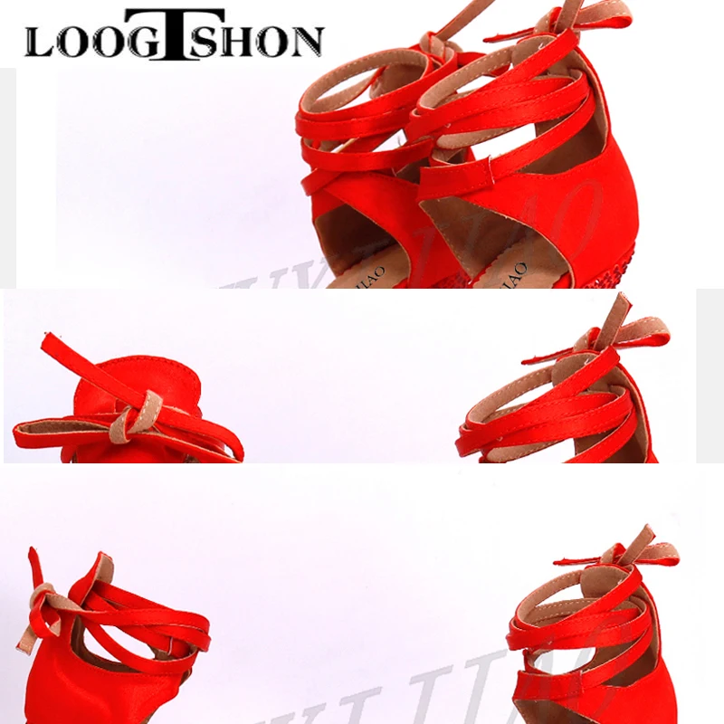 LOOGTSHON Wedding Shoes For Women Salsa Dance Shoes Woman Sandals With Platform Silver Dance Shoes Rhinestone