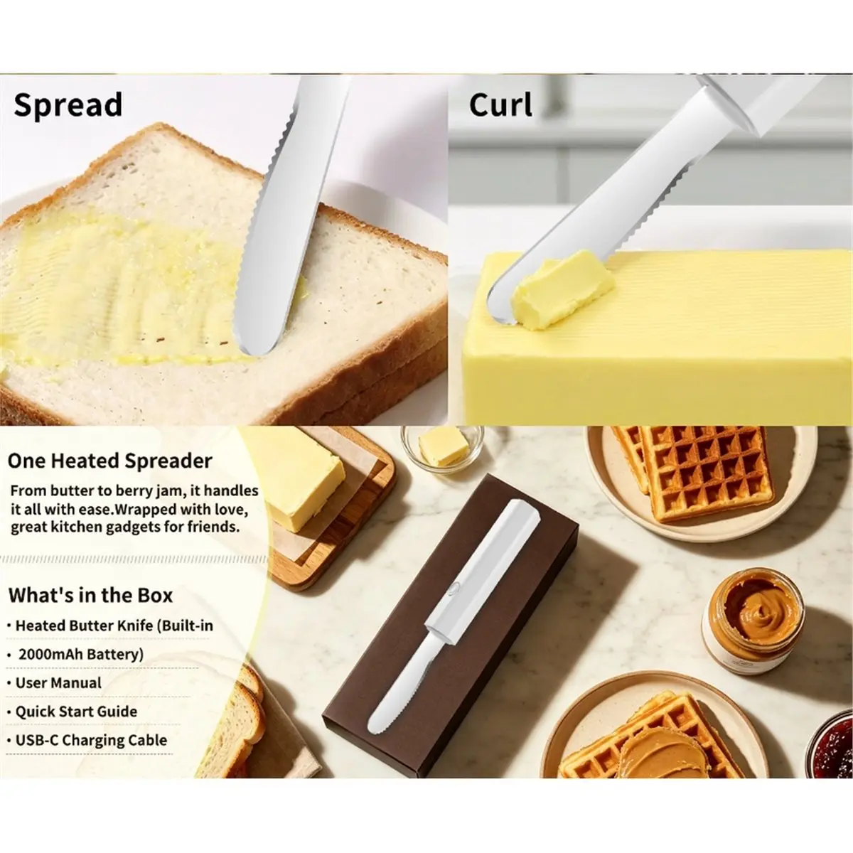 Electric Heated Butter Knife - Stainless Steel Butter Spreader for Spreading Butter, Cream Cheese, and Toast