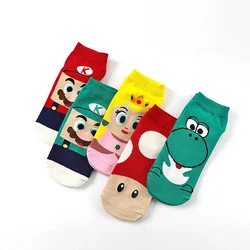 Super Mario Bros Game Figures Cotton Socks Cartoon Luigi Yoshi Anime Short Socks Boys Cosplay Kids Kawaii Toy Gift