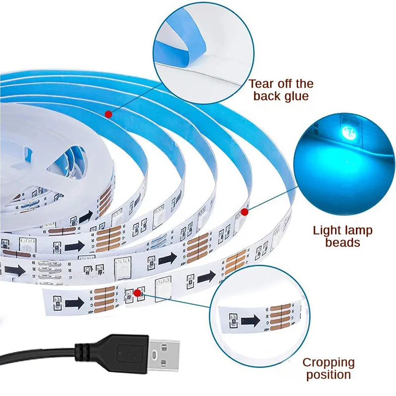 2835RGB LED light strip set USB Bluetooth switch TV background holiday room park landscape decoration waterproof light strip