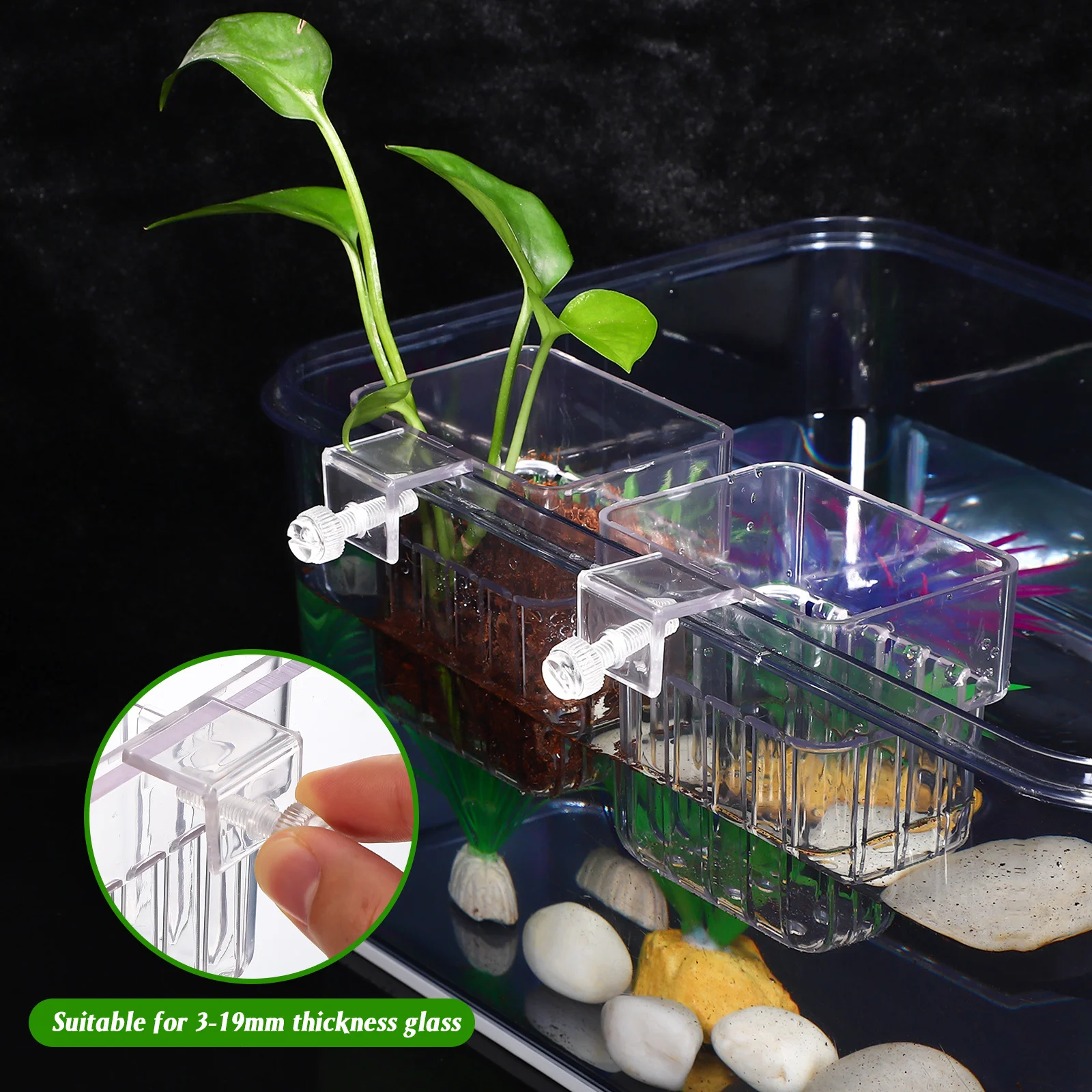 

4Pcs Aquatic Plant Cups Hanging Fish Tank Holder Clear Acrylic Aquarium Plant Pots Aquarium Decoration Live Plants