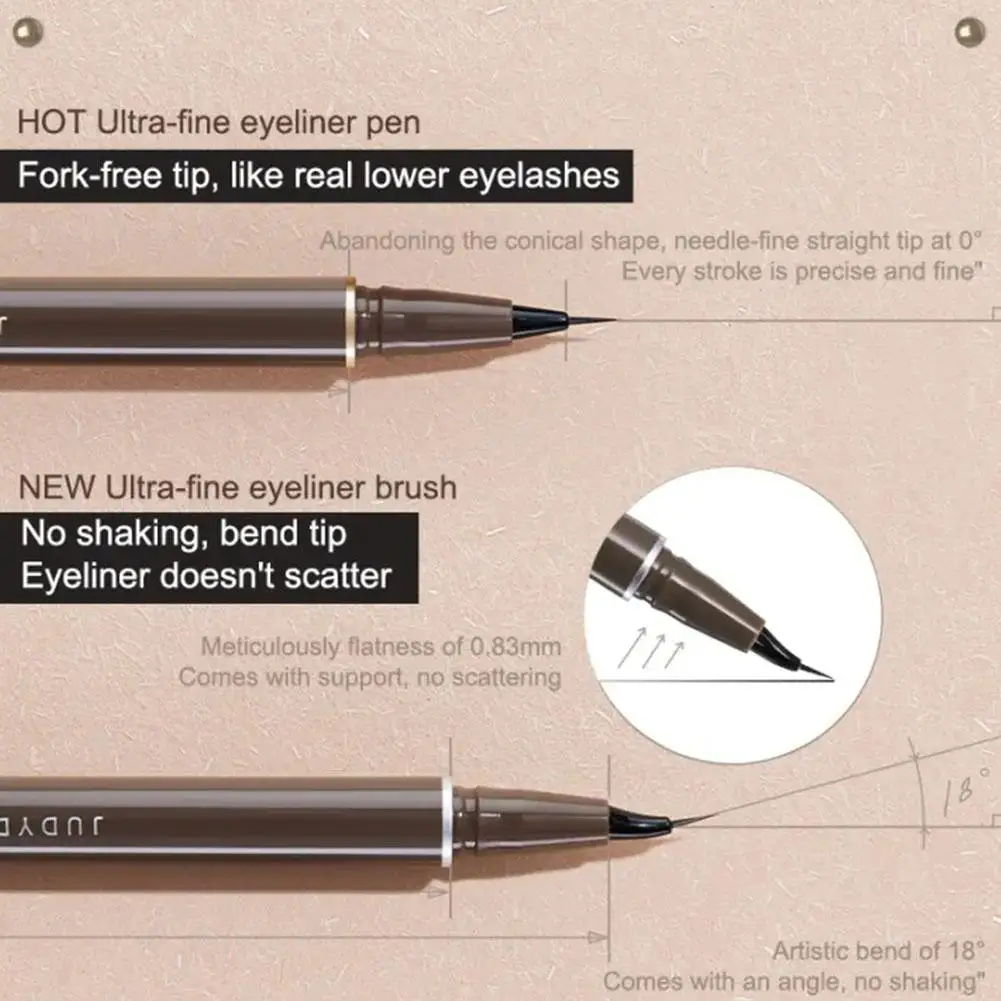 Judydol Flüssiger Eyeliner, 0,014 mm, ultrafein, langlebig, kein Verschmieren, unterer Wimpern-Sommersprossenstift, geeignet für Anfänger, 4 g, Schwarz L4L2