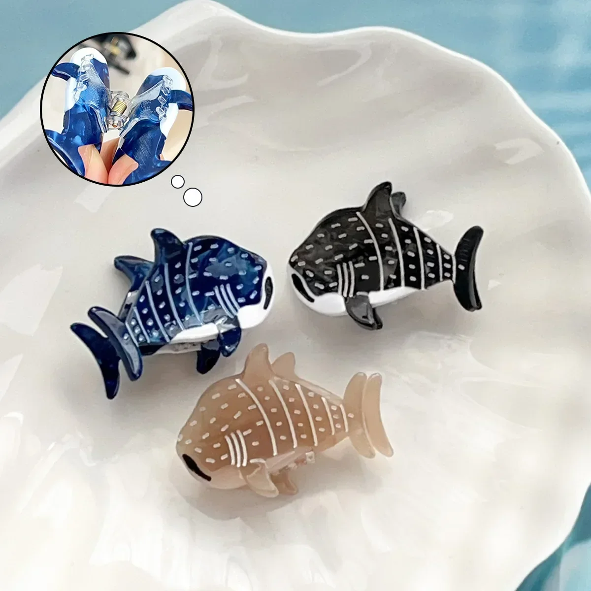 New Mini Marine Shark Hair Clips Creative Funny Blue Whale Acetate Claw Clip Animal Barrettes Hair Accessories for Women