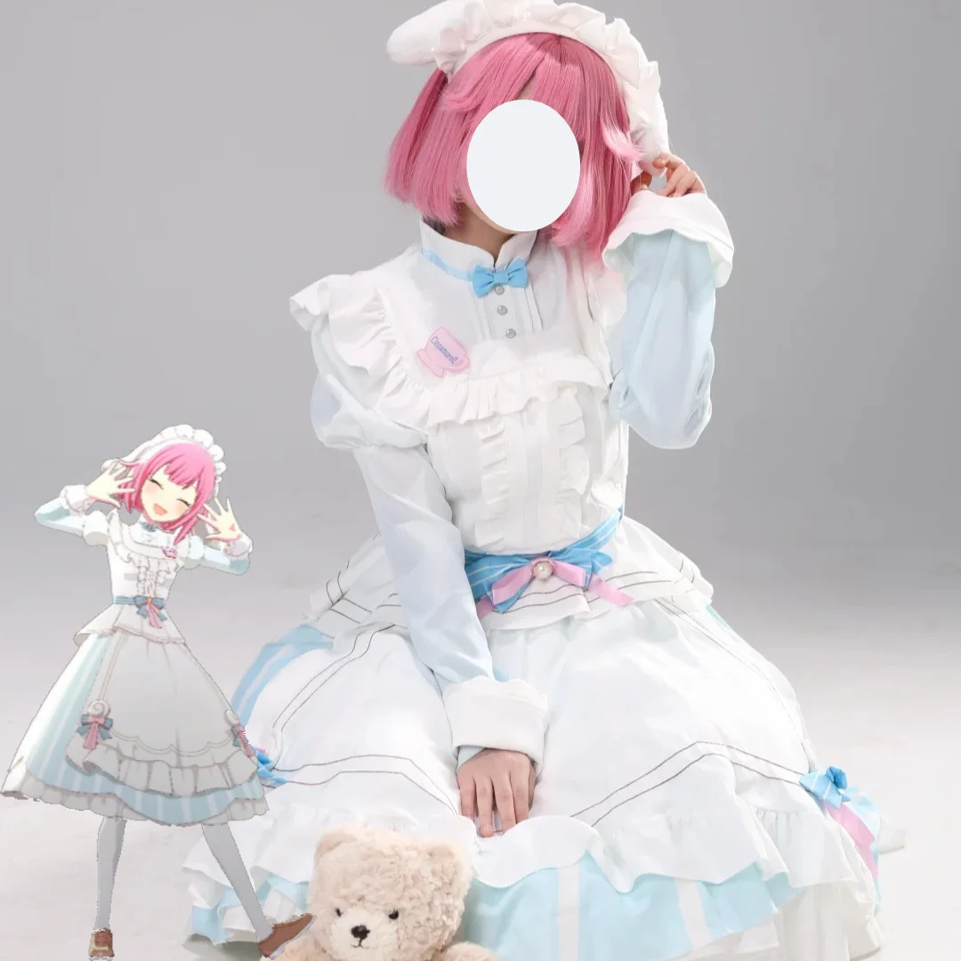 Ootori Emu  Collaboration Cosplay Fluffy Maid Outfit 3D Cute Dog Headband Cute Maid Lolita Virtual Idol Stage Costume Wig Set view 5