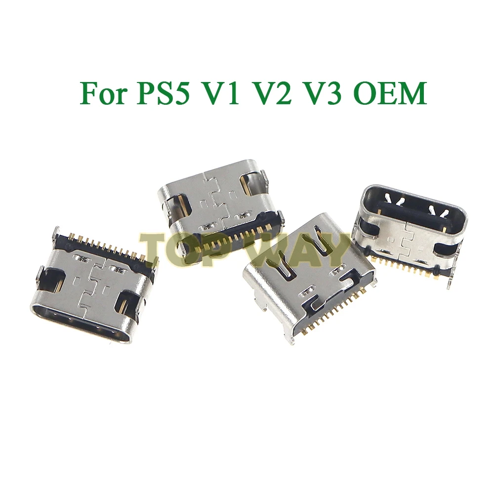 ソニー-プレイステーション用のオリジナルのCタイプUSB充電ポート,シルバーとゴールドのプラグ,ps5,010, 020, 030,v1,v2,v3,100個