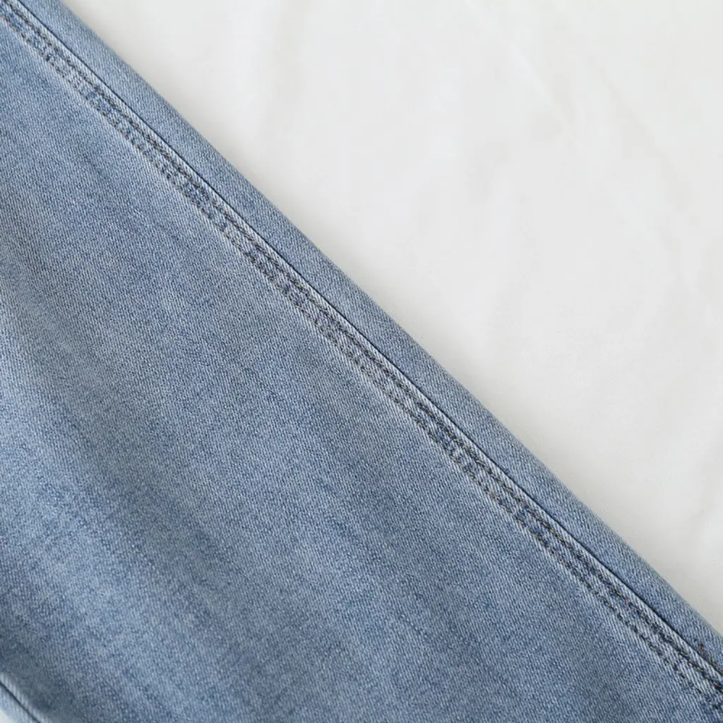 

Korean Women's High Waist Stretch Denim Wide Leg Pants 18WS-9521 Casual Split Design Spring New Arrival Wholesale