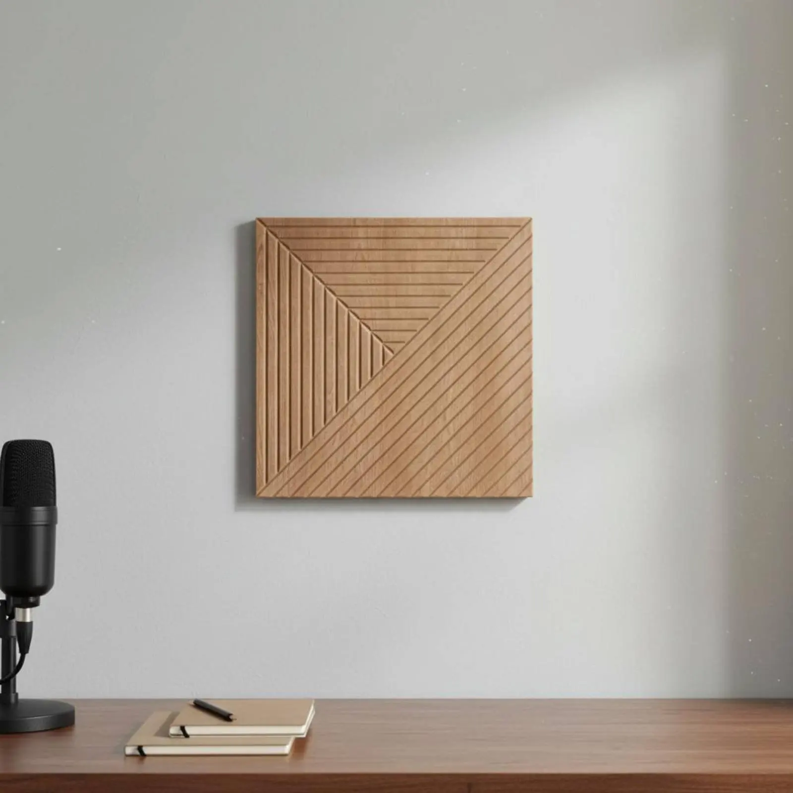 Wood Grain Acoustic Panel Reduce Reverberation Three-Dimensional Decorative Wall Panel autoAdhesive Acoustic Foam Flame - view 3
