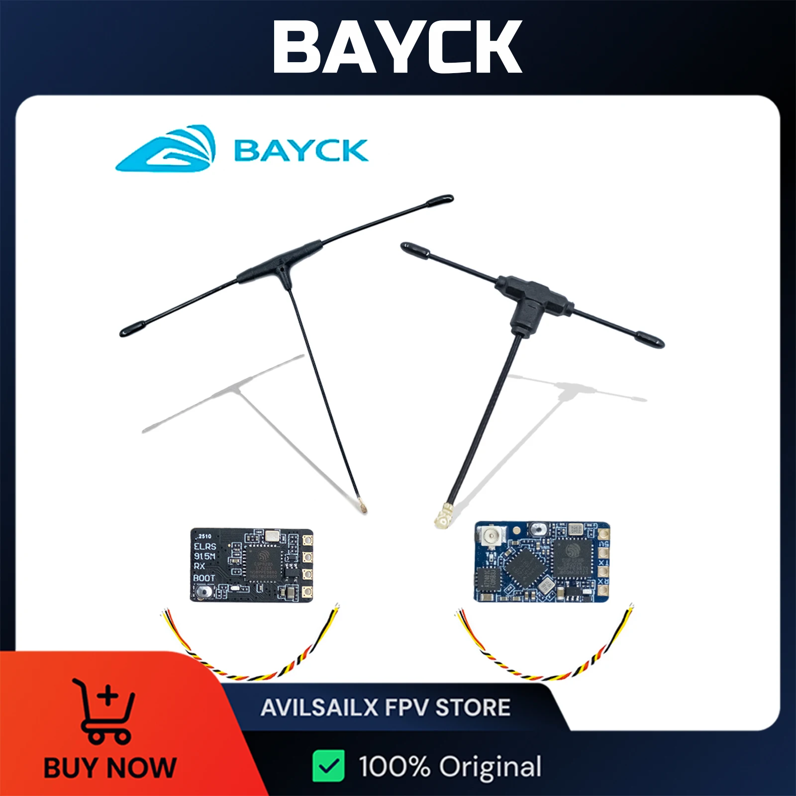 

BAYCK ELRS 915MHz / 2.4GHz NANO ExpressLRS Receiver With T type Antenna Support WiFi For RC FPV Racing Long Range Drone