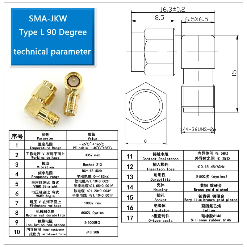 RPSMA SMA Male  to SMA Male Female RF 45 90 135 Degree Right Angle Flange Webbing with nut Gold Coaxial RF Connectors Adapters