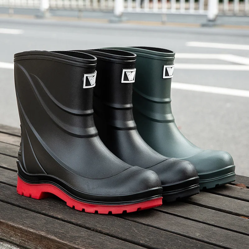 Water Men Boots Rubber Shoes Waterproof Work Safety Galoshes Husband Fishing Rainboots Male Kitchen Shoes Oil-proof Non-slip