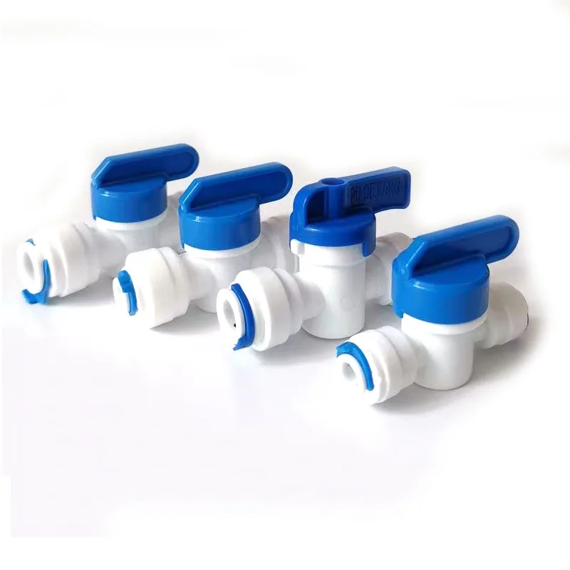 5pcs Straight OD Tube Ball Valve Water Control Quick Connect Fitting 1/4'' by 1/4'' OD Valve Start RO Water System Set of 5