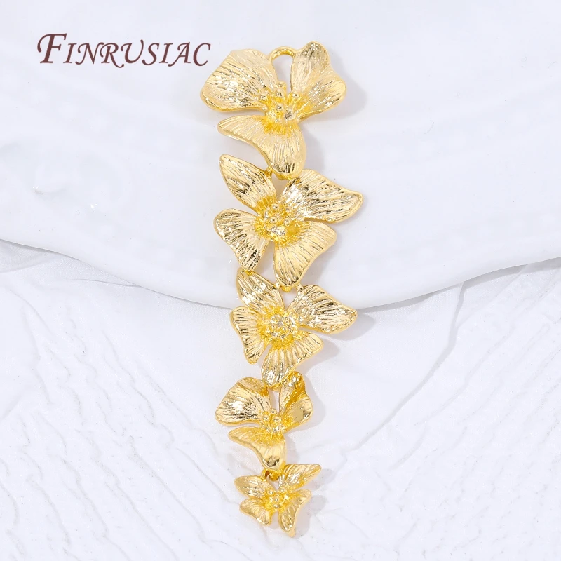 18K Gold Plated Flower Earring Connector Charms For DIY Jewelry Making Long Petal Earring Findings Necklace Accessories