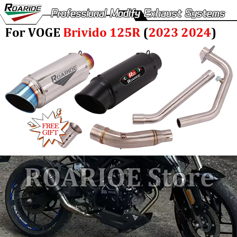 For VOGE Brivido 125R 125 R 2023 2024 Motorcycle Exhaust System Modify Front Mid Link Pipe With 51MM DB Killer Muffler Esacpe