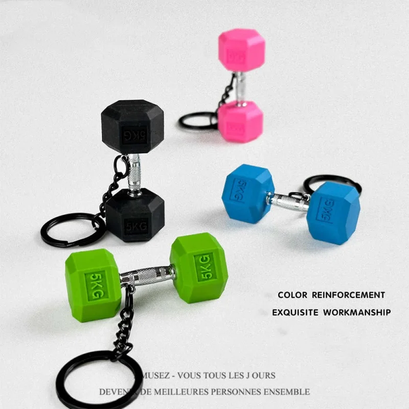 Neuer Hantel-Schlüsselanhänger aus Silikon, DIY-Geschenk für Fitness-Enthusiasten, Gym-Trainer, Rucksack- und Autoschlüsselanhänger – Detail 6