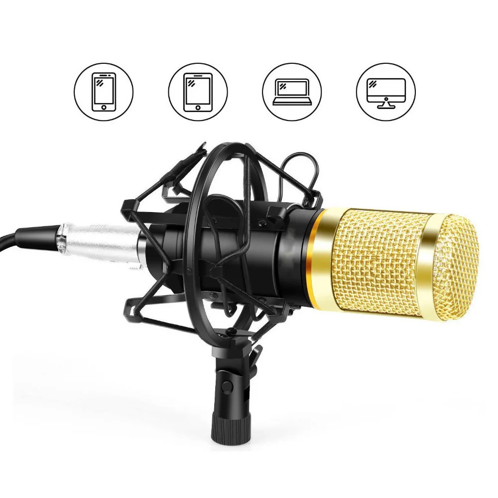 BM800 Kondensator Mikrofon mit Shock Mount + Schaum Kappe + Kabel Professional Sound Aufnahme Microphonefor Radio Braodcasting