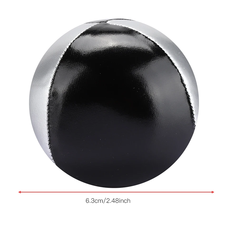Image 7: Balle de jonglage Portable en cuir PU noir argenté, accessoires de Performance pour loisirs d'intérieur, balle de jonglage Portable