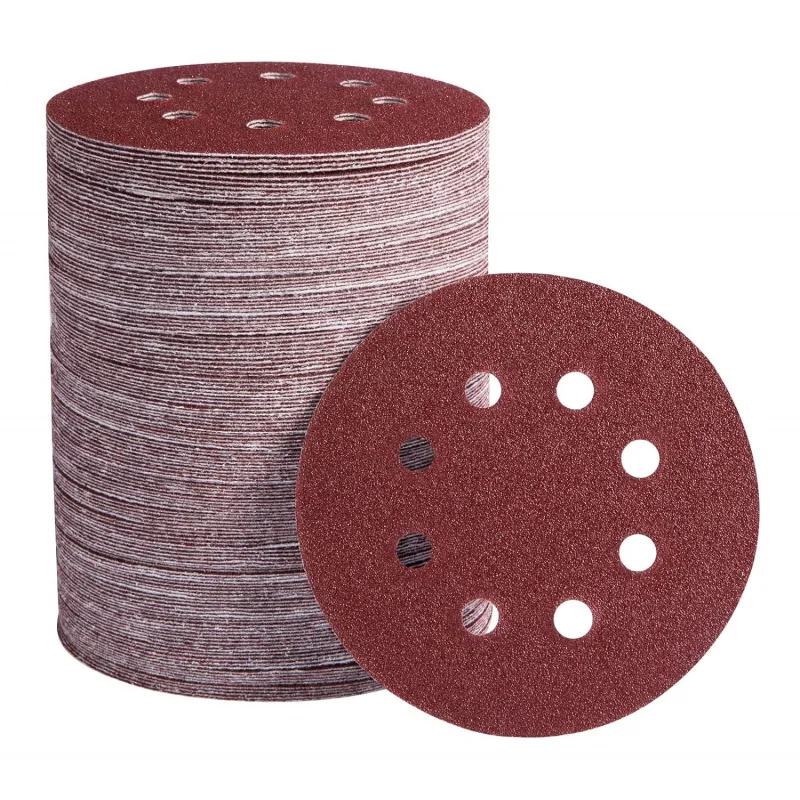 150pcs-set 1800pcs-carton 80 grit 5 inch sanding discs 8-hole adhesive sandpaper with hook loop woodworking Automotive