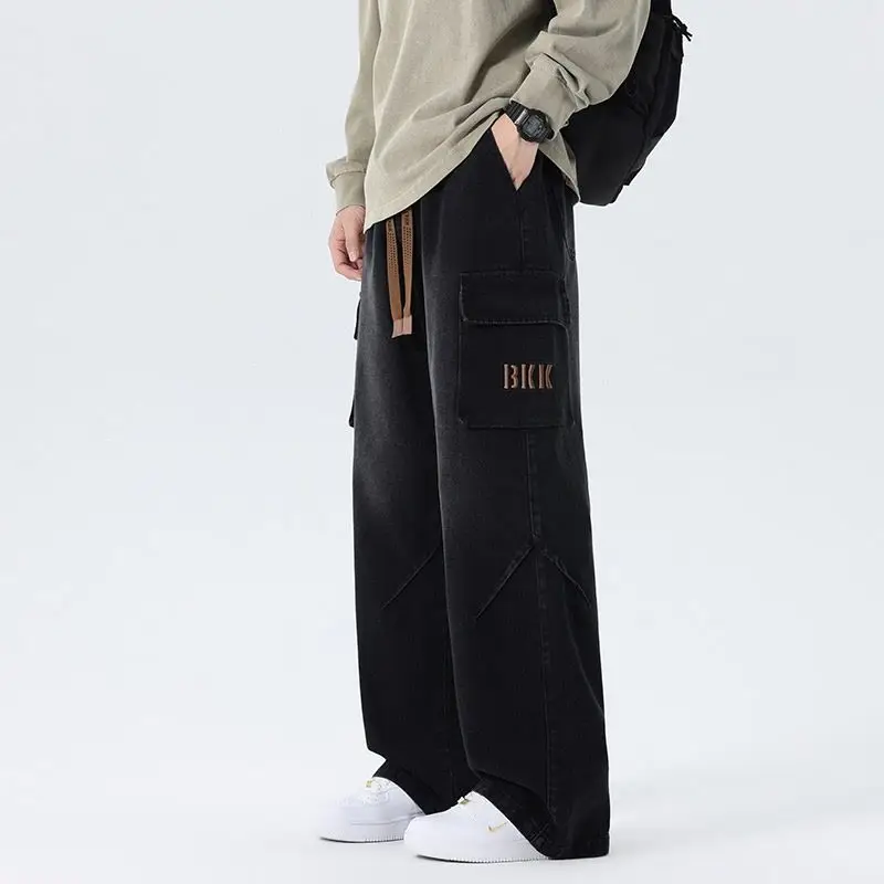 Mens 2026 Spring American Vintage Wide Leg Work Denim Pants High Street Loose Casual Long Trousers Male Trendy New view 3