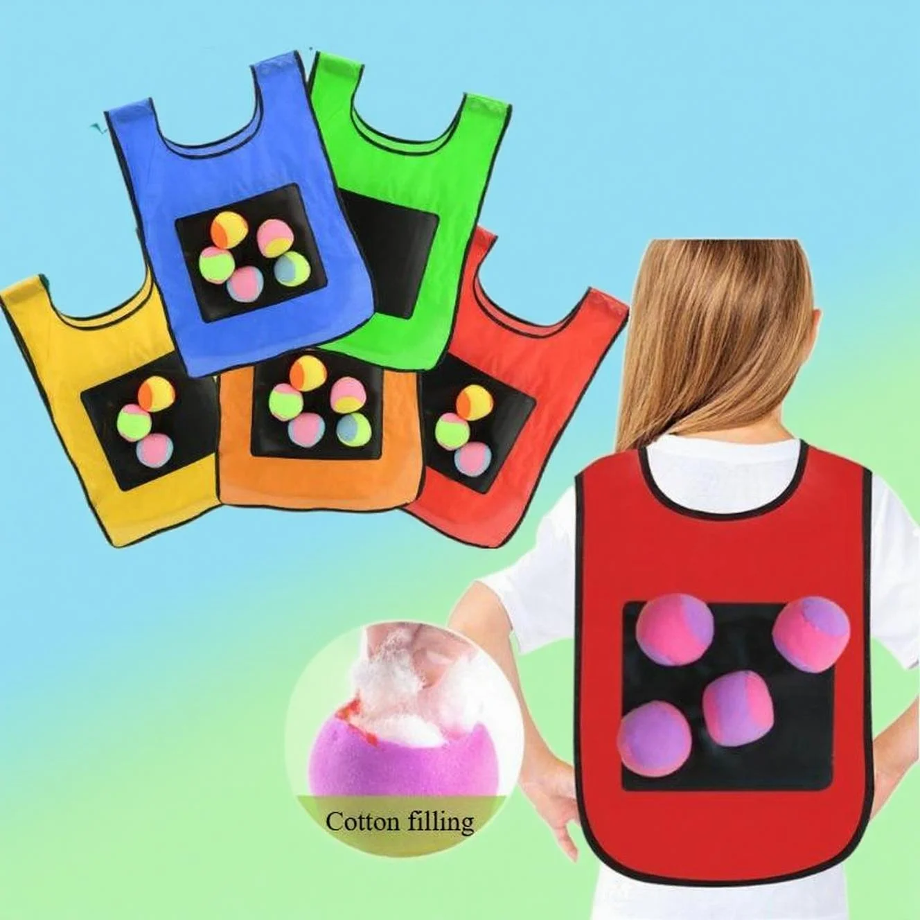 

Children's Outdoor Sports Game Toy Set with Ball Vest Adhesive Throwing Toy Party Interactive Throwing Target Game